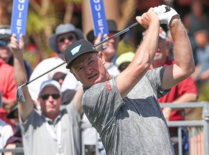 Ernie Els tees off on the 10th hole during the Galleri Classic at Mission Hills Country Club in Rancho Mirage, March 24, 2023.

Galleri Classic Friday 34