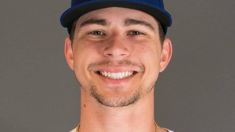 Feb 21, 2023; Surprise, AZ, USA; Texas Rangers Ricky Vanasco (70) poses for a photo during photo day at Surprise Stadium. Mandatory Credit: Allan Henry-USA TODAY Sports