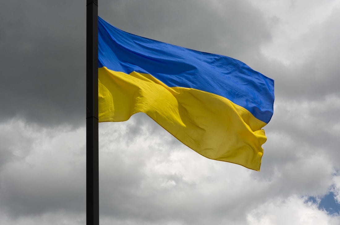 A Ukrainian flag hangs from a light pole and unfurled by a strong breeze at Grace of Christ Slavic Baptist Church's Ukraine fundraiser at Washington Plaza Saturday, April 22, 2023. The event attracted hundreds of attendees and raised money to support the church's ongoing efforts to aid Ukrainian civilians.

Grace Of Christ Ukraine Fundraiser 5