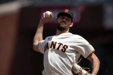 May 10, 2023; San Francisco, California, USA; San Francisco Giants pitcher Tristan Beck (43) delivers a pitch against the Washington Nationals during the seventh inning at Oracle Park. Mandatory Credit: D. Ross Cameron-USA TODAY Sports