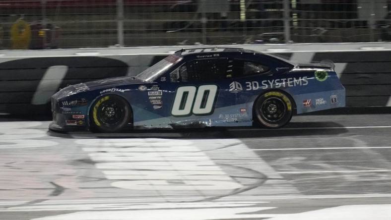 May 29, 2023; Concord, North Carolina, USA; NASCAR Xfinity Series driver Cole Custer (00) during the Alsco Uniforms 300 at Charlotte Motor Speedway. Mandatory Credit: Jim Dedmon-USA TODAY Sports