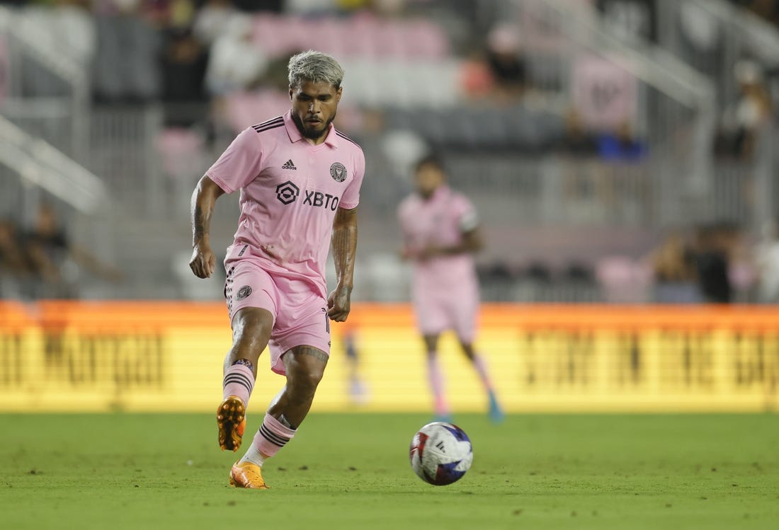 May 31, 2023; Fort Lauderdale, Florida, USA;  Inter Miami forward Josef Martinez (17) in action against the New York Red Bulls at DRV PNK Stadium. Mandatory Credit: Sam Navarro-USA TODAY Sports