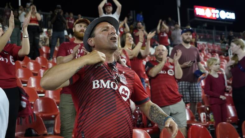 May 31, 2023; Toronto, Ontario, CAN; Toronto FC fans are seen during the game at BMO Field. Mandatory Credit: John E. Sokolowski-USA TODAY Sports