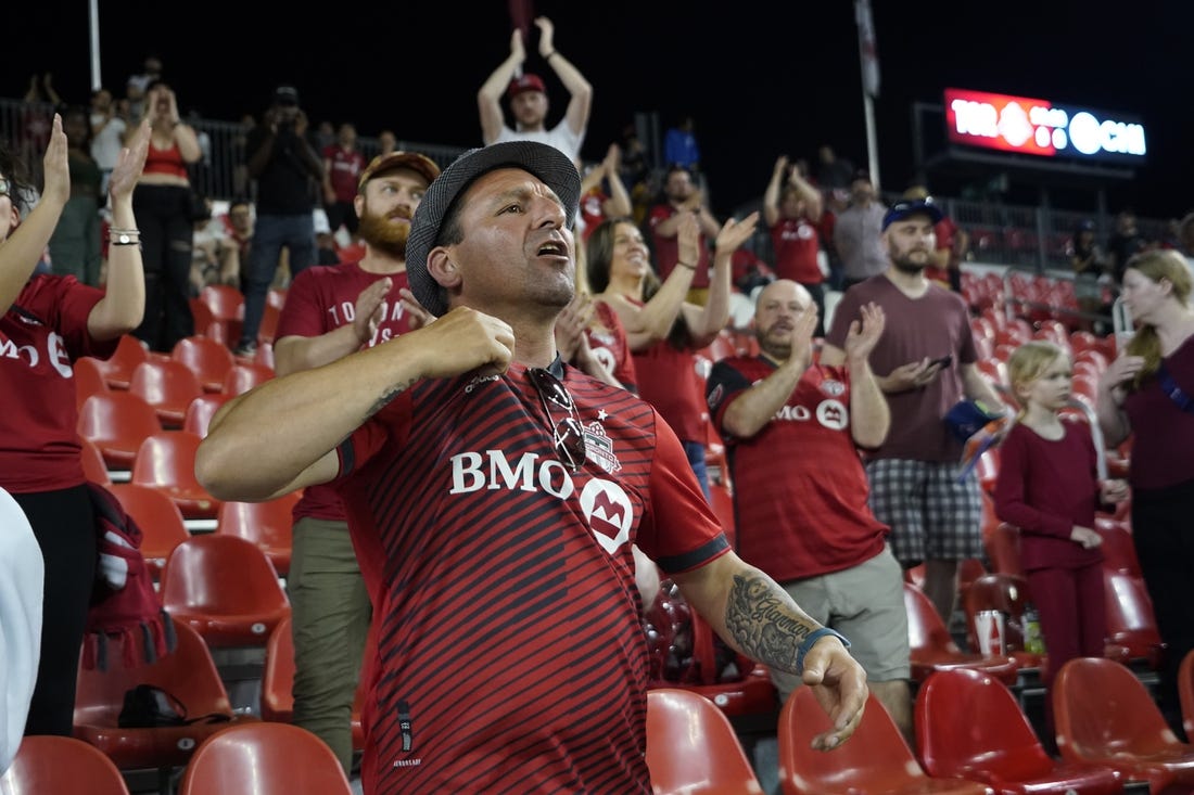 May 31, 2023; Toronto, Ontario, CAN; Toronto FC fans are seen during the game at BMO Field. Mandatory Credit: John E. Sokolowski-USA TODAY Sports