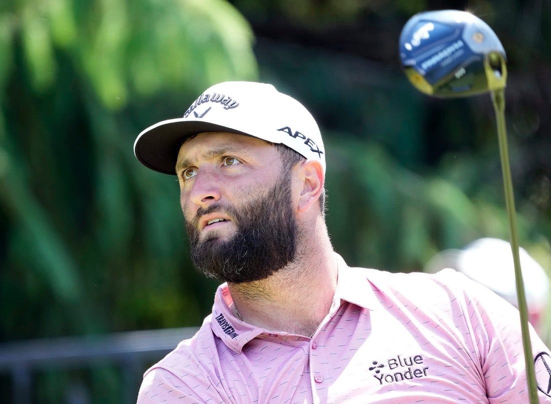 June 4, 2023: Dublin, Ohio, USA; Jon Rahm watches his tee shot on the 17th hole during the final round of the Memorial Tournament at Muirfield Village Golf Club.