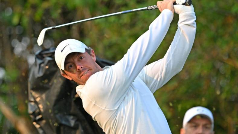 Jun 7, 2023; Toronto, ON, CAN;   Rory McIlroy plays a shot during the Pro-Am event for the RBC Canadian Open golf tournament. Mandatory Credit: Dan Hamilton-USA TODAY Sports