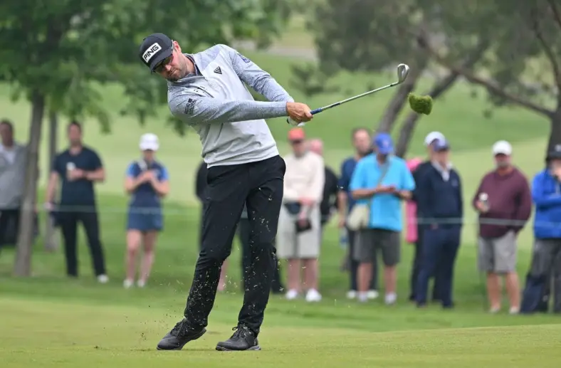 Jun 8, 2023; Toronto, ON, CAN;  Corey Conners plays a fairway shot on the eighth hole during the first round of the RBC Canadian Open golf tournament. Mandatory Credit: Dan Hamilton-USA TODAY Sports