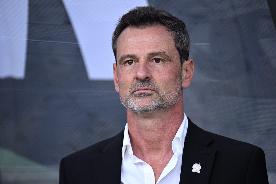 Jun 10, 2023; San Diego, CA, USA; Mexico manager Diego Cocca looks on before the game against Cameroon at Snapdragon Stadium. Mandatory Credit: Orlando Ramirez-USA TODAY Sports