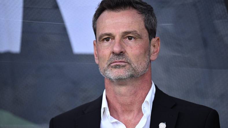 Jun 10, 2023; San Diego, CA, USA; Mexico manager Diego Cocca looks on before the game against Cameroon at Snapdragon Stadium. Mandatory Credit: Orlando Ramirez-USA TODAY Sports