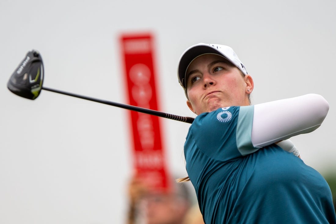 Jennifer Kupcho tees off during opening round play Thursday, June 15, 2023, at Blythefield Country Club in Belmont, MI.