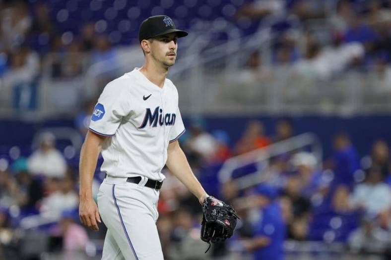 St. Louis, USA. 17th July, 2023. Miami Marlins starting pitcher Bryan  Hoeing (78) throws to the plate during a MLB regular season game between  the Miami Marlins and St. Louis Cardinals, Monday