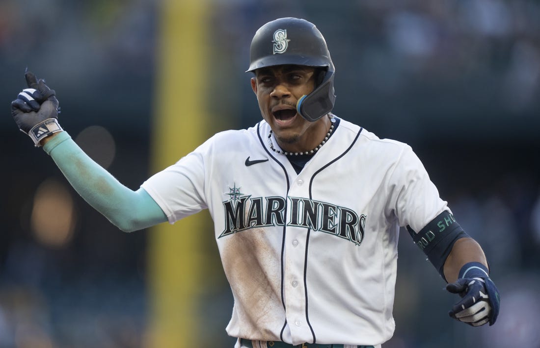 Teoscar Hernandez of the Seattle Mariners celebrates a run against the  Washington Nationals during the fifth inning at T-Mobile Park on June 26,  2023, in Seattle, Washington., National Sports