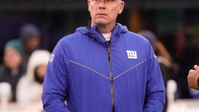 Dec 29, 2019; East Rutherford, New Jersey, USA;  New York Giants head coach Pat Shurmur before the game against the Philadelphia Eagles at MetLife Stadium. Mandatory Credit: Robert Deutsch-USA TODAY Sports