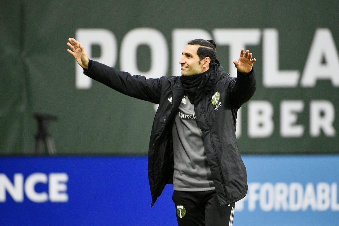 Dec 4, 2021; Portland, Oregon, USA; Portland Timbers midfielder Diego Valeri (8) acknowledges the crowd before the Western Conference Finals of the 2021 MLS Playoffs against Real Salt Lake at Providence Park. Mandatory Credit: Troy Wayrynen-USA TODAY Sports