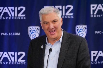 Oct 26, 2022; San Francisco, CA, USA; Pac-12 commissioner George Kliavkoff during Pac-12 Media Day at Pac-12 Network Studios. Mandatory Credit: Kirby Lee-USA TODAY Sports