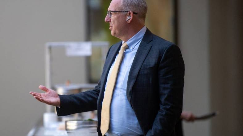 Greg Sankey, commissioner for the Southeastern Conference, during a lunch break for an infractions hearing with the NCAA at the Westin Cincinnati in Cincinnati, Ohio, on Wednesday, April 19, 2023.

Kns Ncaa Pruitt Bp