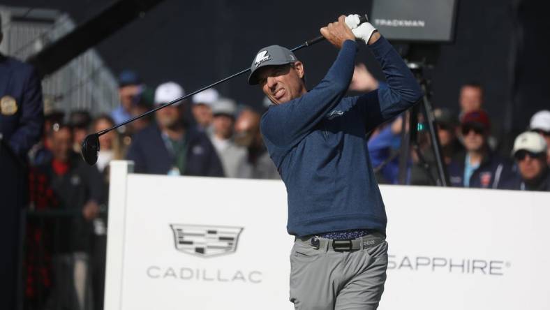 Steven Alker tees off on the 1st hole during the first round of the PGA Championship at Oak Hill Country Club in Pittsford.