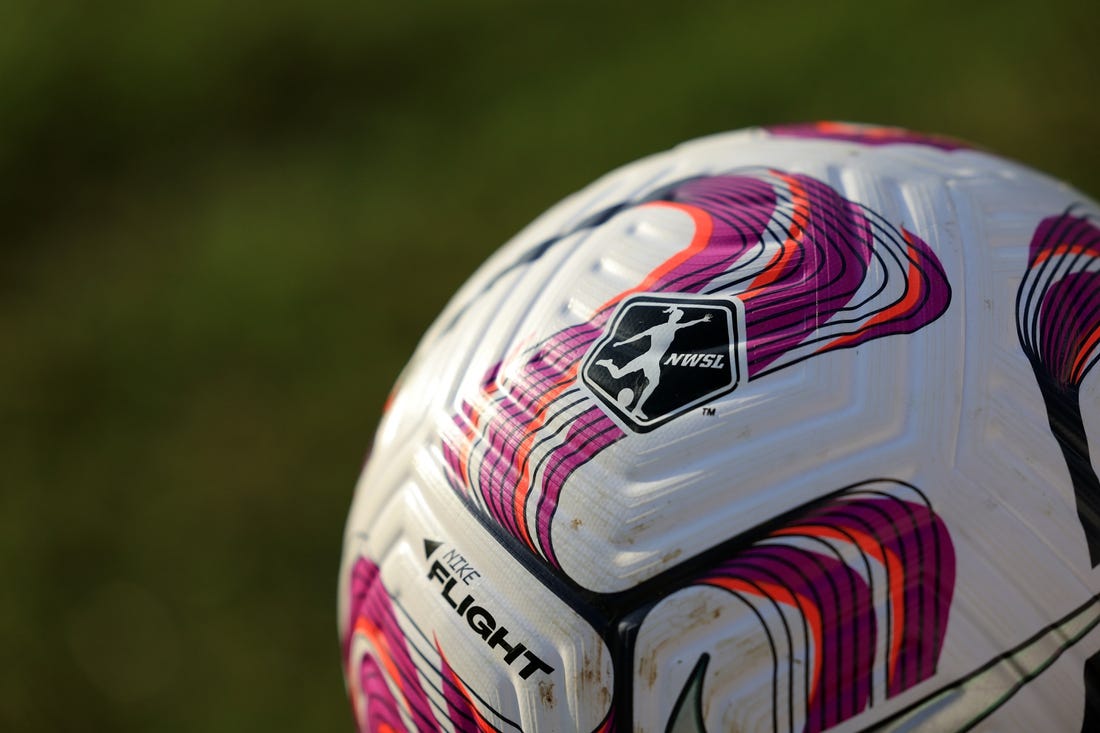 May 27, 2023; Louisville, Kentucky, USA; A general view of the game ball before the game between North Carolina Courage and Racing Louisville FC at Lynn Family Stadium. Mandatory Credit: Aaron Doster-USA TODAY Sports