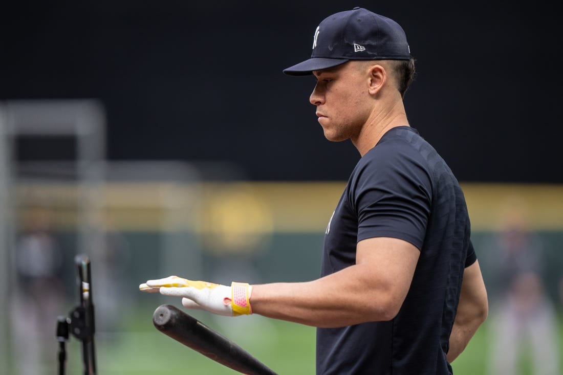 Aaron Judge takes batting practice at Coors Field