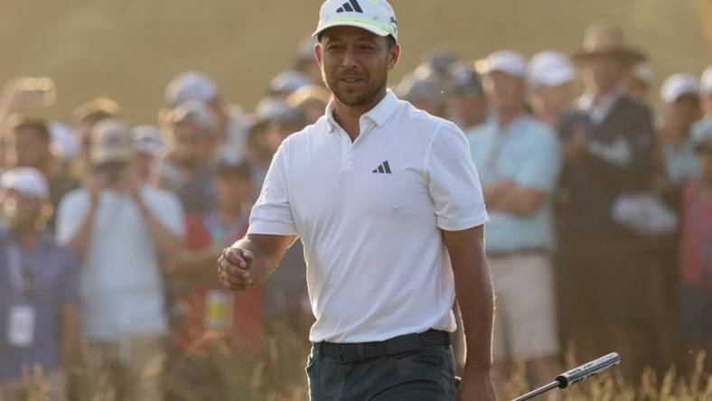 Jun 17, 2023; Los Angeles, California, USA; Xander Schauffele walks on the fifteenth green during the third round of the U.S. Open golf tournament at Los Angeles Country Club. Mandatory Credit: Michael Madrid-USA TODAY Sports