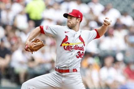 Jul 9, 2023; Chicago, Illinois, USA; St. Louis Cardinals starting pitcher Steven Matz (32) delivers a pitch against the Chicago White Sox during the first inning at Guaranteed Rate Field. Mandatory Credit: Kamil Krzaczynski-USA TODAY Sports