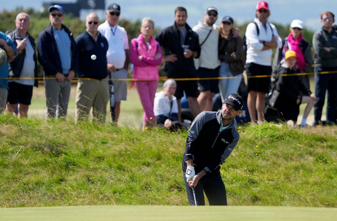 July 21, 2023; Hoylake, ENGLAND, GBR; Brian Harman plays on the fifteenth hole during the second round of The Open Championship golf tournament at Royal Liverpool. Mandatory Credit: Kyle Terada-USA TODAY Sports