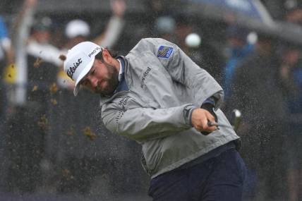 Jul 23, 2023; Hoylake, England, GBR; Cameron Young plays his shot from the fourth tee during the final round of The Open Championship golf tournament. Mandatory Credit: Kyle Terada-USA TODAY Sports