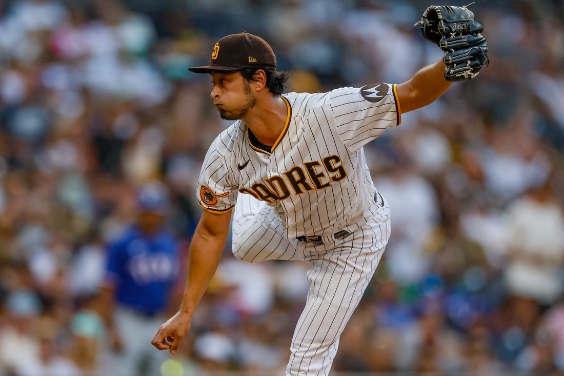 Yu Darvish of the San Diego Padres pitches during the second inning