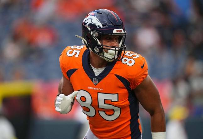 Denver, Colorado, USA. 26th Aug, 2023. Broncos TE ALBERT