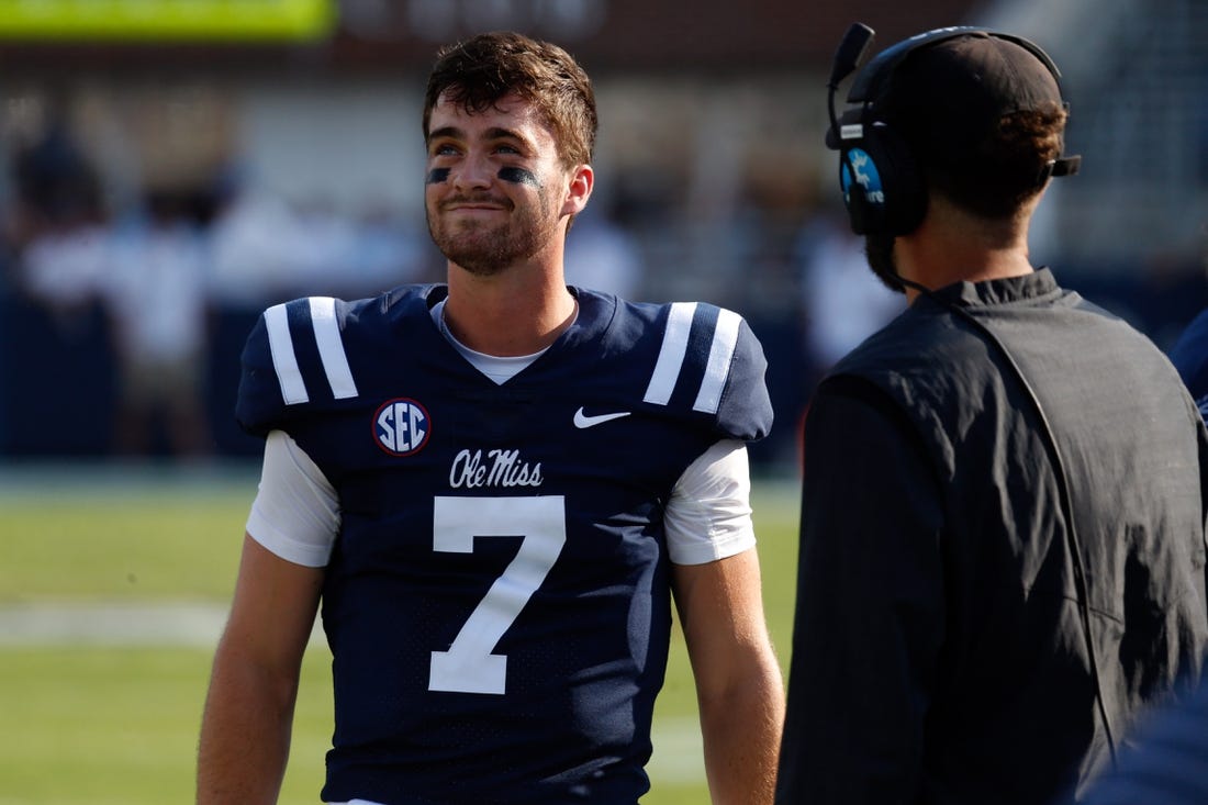 Luke Altmyer (7), pictured last season at Ole Miss, won the starting QB job at Illinois. Mandatory Credit: Petre Thomas-USA TODAY Sports