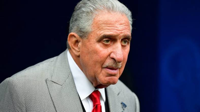 Sep 18, 2022; Inglewood, California, USA; Atlanta Falcons owner Arthur Blank in attendance at SoFi Stadium. Mandatory Credit: Gary A. Vasquez-USA TODAY Sports