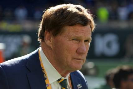 Oct 9, 2022; London, United Kingdom; Green Bay Packers president Mark Murphy watches from the sidelines during an NFL International Series game against the New York Giants at Tottenham Hotspur Stadium. Mandatory Credit: Kirby Lee-USA TODAY Sports