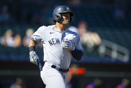 Oct 26, 2022; Surprise, Arizona, USA; New York Yankees designated hitter Jasson Dominguez plays for the Mesa Solar Sox during an Arizona Fall League baseball game at Surprise Stadium. Mandatory Credit: Mark J. Rebilas-USA TODAY Sports