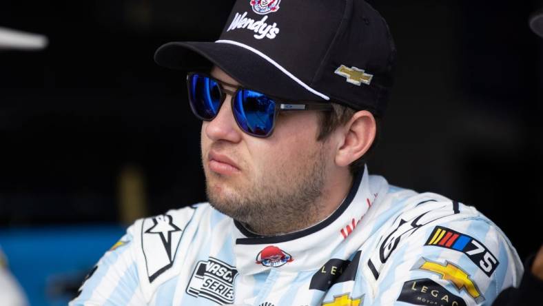 Feb 18, 2023; Daytona Beach, Florida, USA; NASCAR Cup Series driver Noah Gragson during practice for the Daytona 500 at Daytona International Speedway. Mandatory Credit: Mark J. Rebilas-USA TODAY Sports