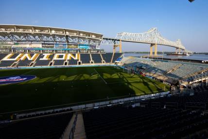 May 31, 2023; Philadelphia, Pennsylvania, USA; General view of Subaru Park before a game between the Philadelphia Union and Charlotte FC. Mandatory Credit: Bill Streicher-USA TODAY Sports