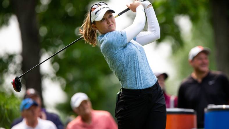 Brooke Henderson tees off from the fifth hole in the Meijer LPGA Classic Thursday, June 15, 2023, at Blythefield Country Club in Belmont, MI.