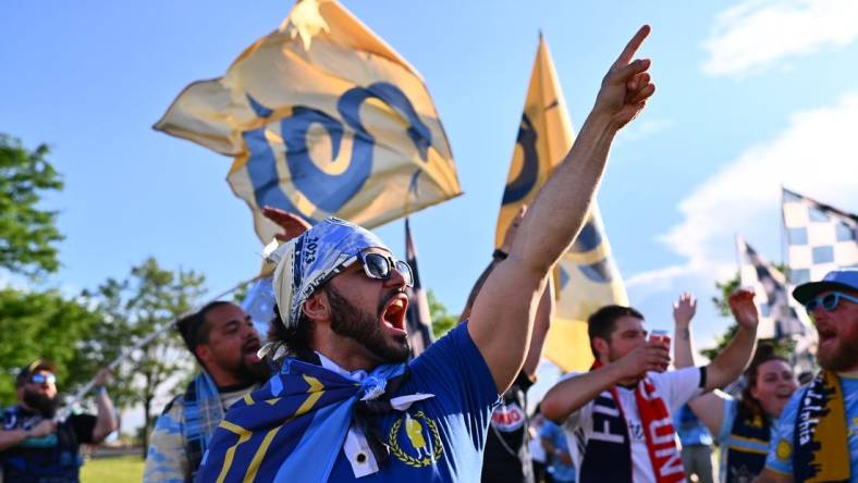 Jun 24, 2023; Philadelphia, Pennsylvania, USA; Philadelphia Union fans are seen prior to the game at Subaru Park. Mandatory Credit: Kyle Ross-USA TODAY Sports