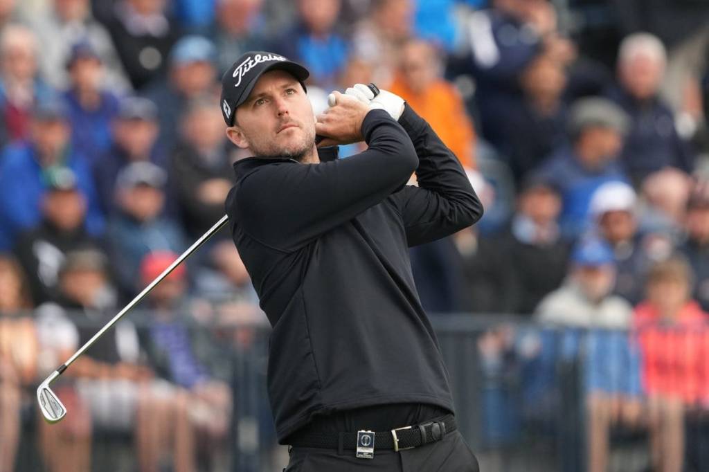 July 20, 2023; Hoylake, ENGLAND, GBR; Russell Henley plays his shot from the fourth tee during the first round of The Open Championship golf tournament at Royal Liverpool. Mandatory Credit: Kyle Terada-USA TODAY Sports -- Flash Back For 2024 Masters Odds