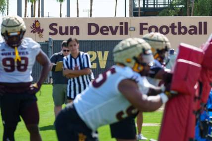 ASU hosts the Sun Devils' first day of football practice at the Kajikawa Practice fields on July 31, 2023, in Tempe.