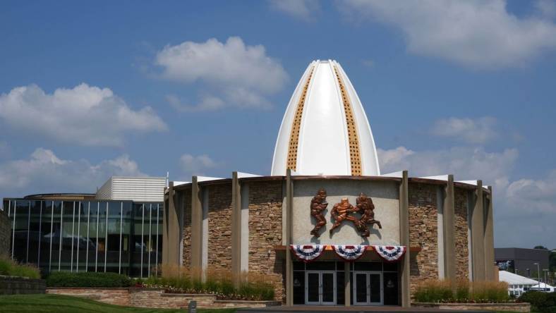 Aug 4, 2023; Canton, OH, USA; A general overall view of the Pro Football Hall of Fame. Mandatory Credit: Kirby Lee-USA TODAY Sports