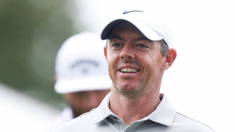 PGA Tour player Rory McIlroy walks down the fairway on the thirteenth hole during the first round of the FedEx St. Jude Championship at TPC Southwind in Memphis, Tenn., on Thursday, August 10, 2023.