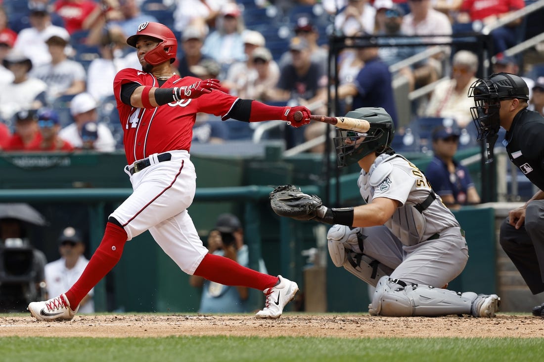 Jeter Downs' RBI single caps 6-run 9th as Nationals rally past A's 8-7 for  series sweep