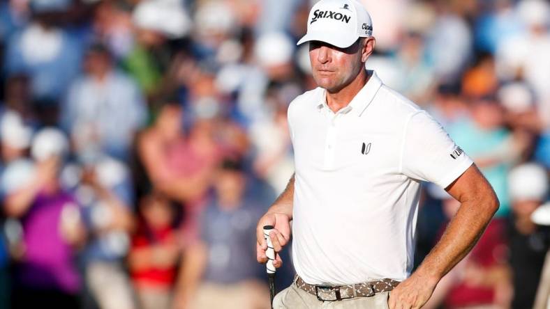 PGA Tour player Lucas Glover walks up the fairway to the eighteenth hole during the final round of the FedEx St. Jude Championship at TPC Southwind in Memphis, Tenn., on Sunday, August 13, 2023.