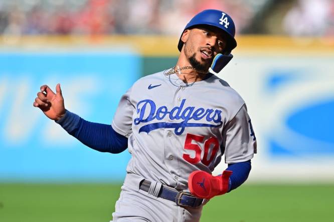 David Peralta, Enrique Hernandez, and Mookie Betts of the Los