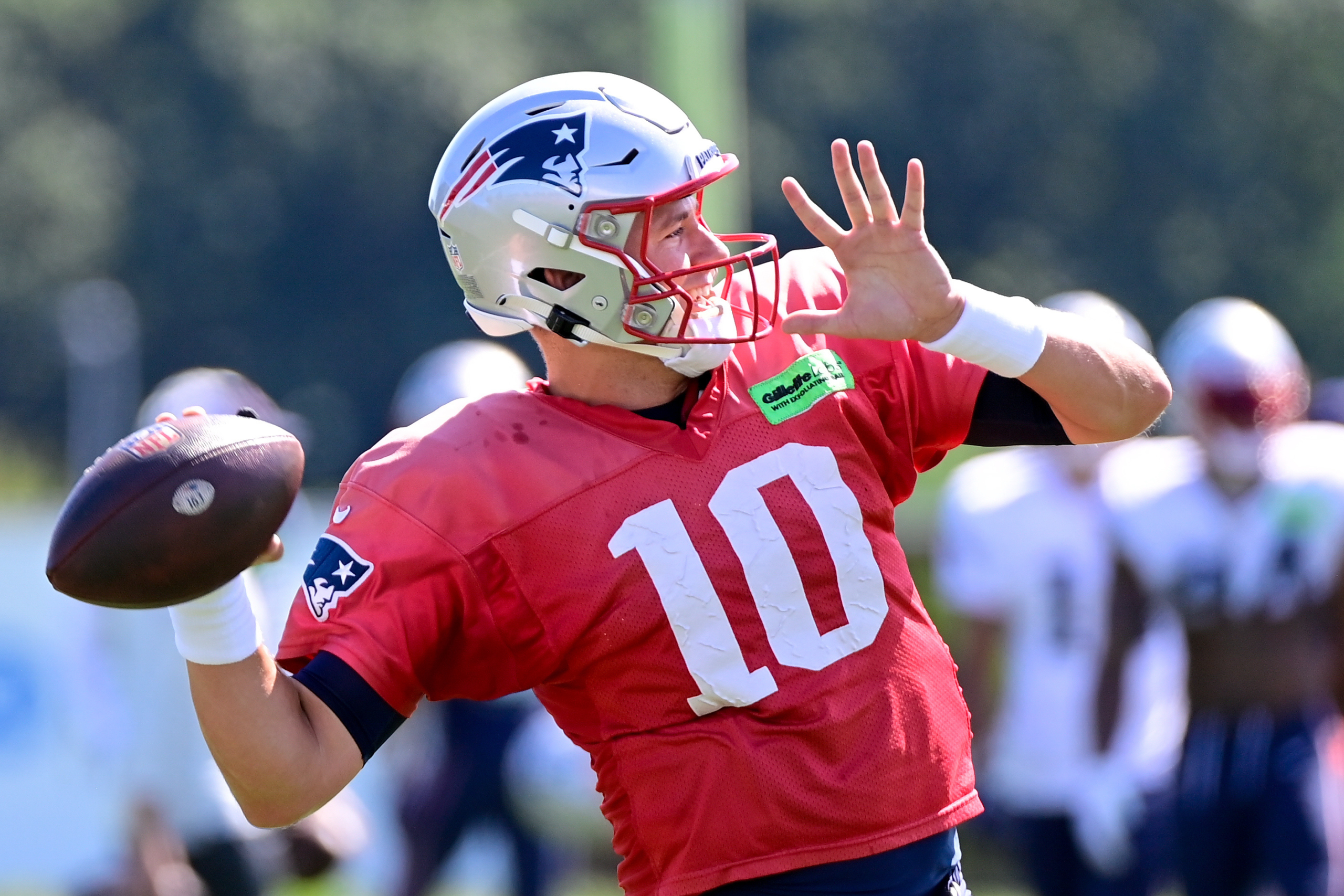 Why is QB Mac Jones wearing No. 50 during Patriots training camp