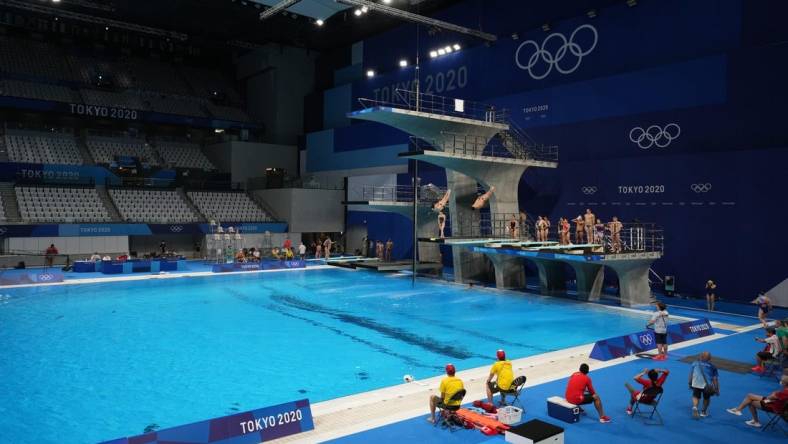 General view of swimming and diving venue. Mandatory Credit: Kirby Lee-USA TODAY Network