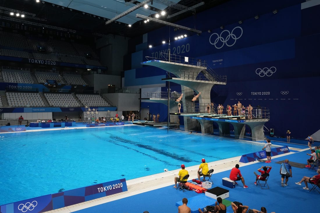 General view of swimming and diving venue. Mandatory Credit: Kirby Lee-USA TODAY Network