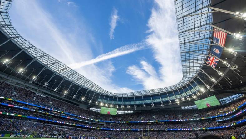 Tottenham Hotspur Stadium is shown during the Green Bay Packers game against the New York Giants. The New York Giants beat the Green Bay Packers 27-22.

Nfl International Series New York Giants At Green Bay Packers