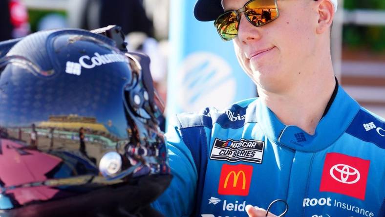 Oct 22, 2022; Homestead, Florida, USA; NASCAR Cup Series driver John Hunter Nemecheck (45) during practice for the Dixie Vodka 400 at Homestead-Miami Speedway. Mandatory Credit: John David Mercer-USA TODAY Sports