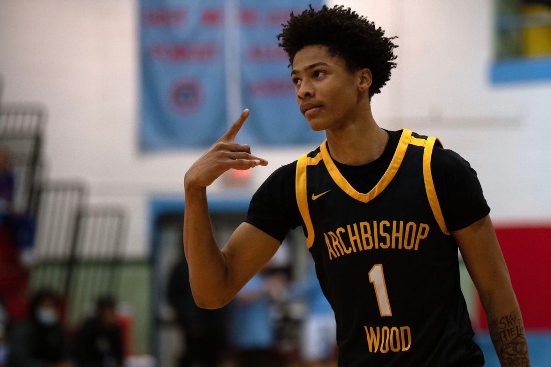 Archbishop Wood junior Jalil Bethea celebrates after scoring at Father Judge High School in Philadelphia on Wednesday, March 1, 2023. Archbishop Wood defeated Olney High School in the District 12 Class 6A third-place game, 88-47.

Bb Olneyatwood01